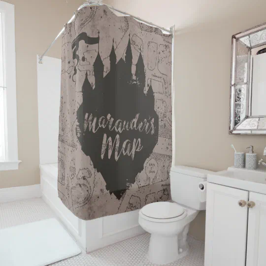 Harry Potter Hogwarts Castle, Marauders Map Shower Curtain