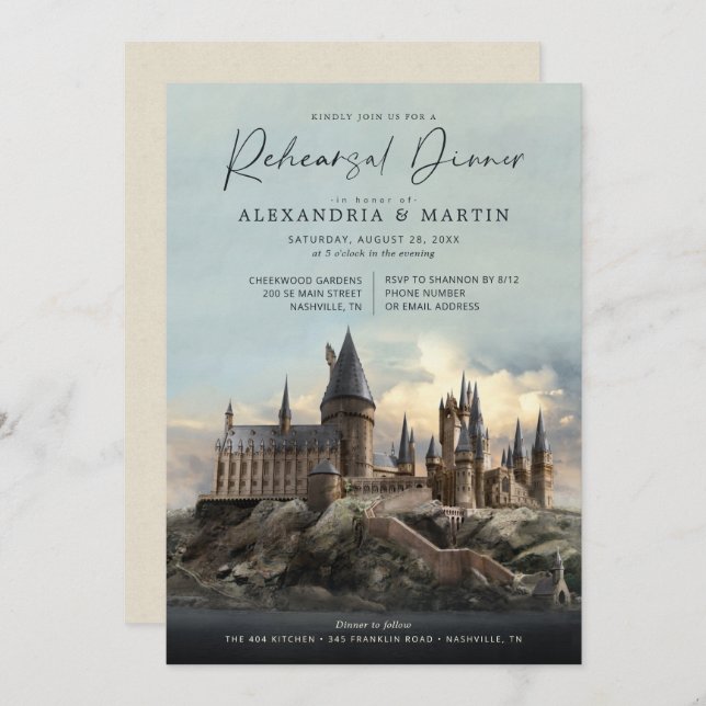 Harry Potter | Hogwarts Castle Rehearsal Dinner Invitation (Front/Back)