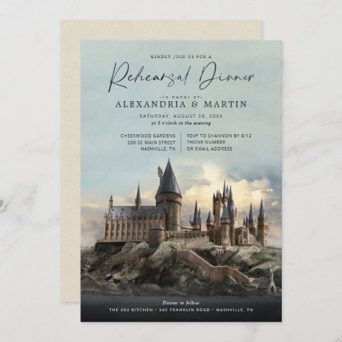 Harry Potter  Hogwarts Castle Rehearsal Dinner Invitation