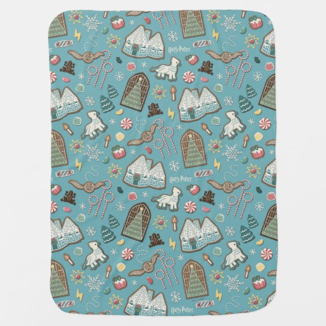 HARRY POTTER™ HOGWARTS™ Christmas Cookie Pattern Baby Blanket (Front)