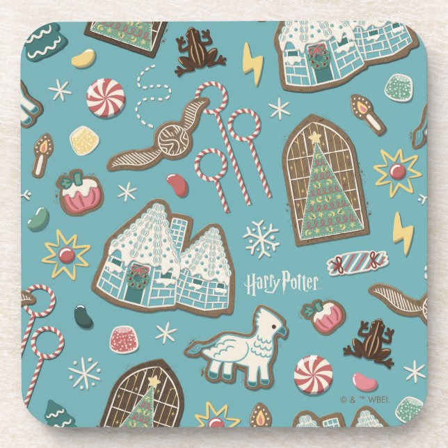 HARRY POTTER™ HOGWARTS™ Christmas Cookie Pattern Beverage Coaster (Front)