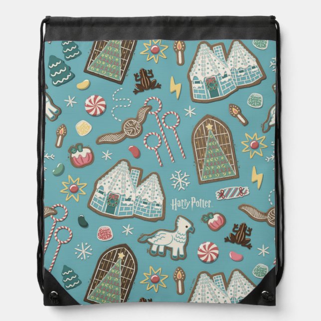 HARRY POTTER™ HOGWARTS™ Christmas Cookie Pattern Drawstring Bag (Front)