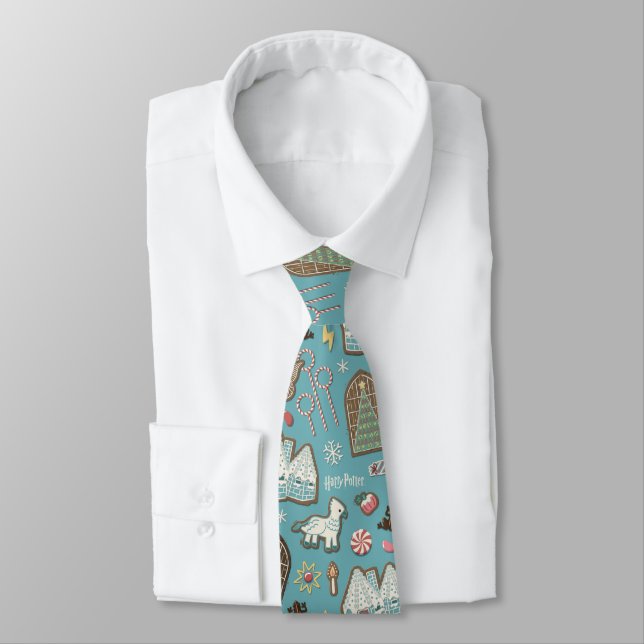 HARRY POTTER™ HOGWARTS™ Christmas Cookie Pattern Neck Tie (Tied)