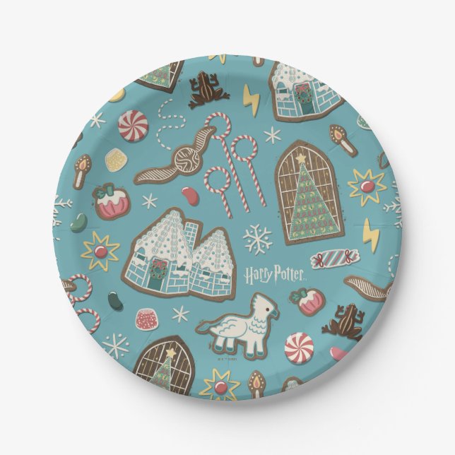 HARRY POTTER™ HOGWARTS™ Christmas Cookie Pattern Paper Plates (Front)