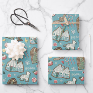 HARRY POTTER™ HOGWARTS™ Christmas Cookie Pattern Wrapping Paper Sheets