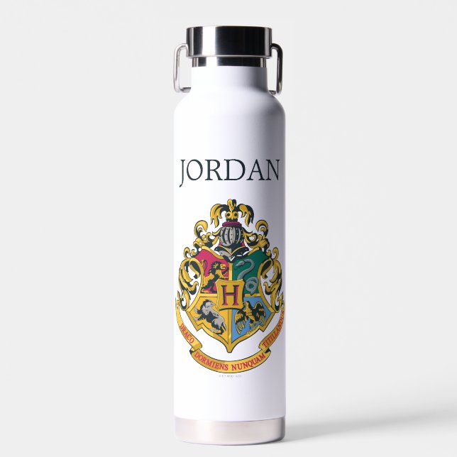 Harry Potter | Hogwarts Crest | Add Your Name Water Bottle (Front)