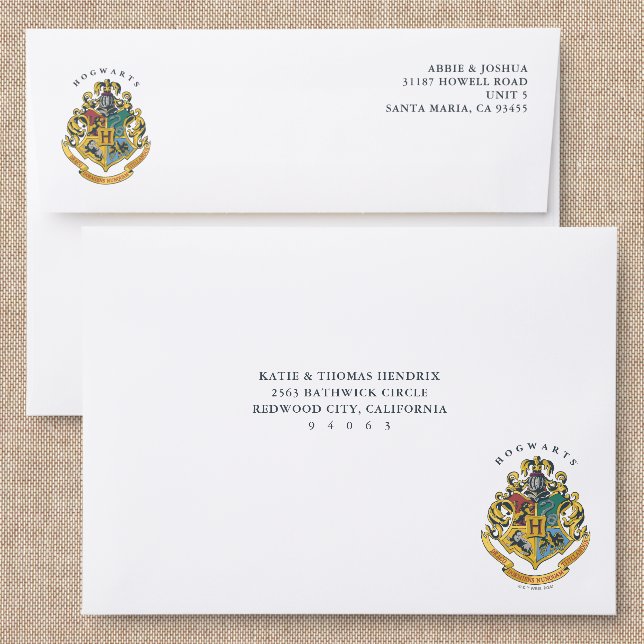 Harry Potter Hogwarts Crest Addressed Envelopes (Linen)