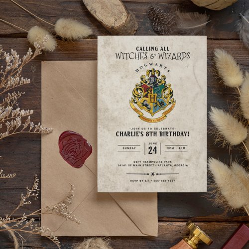 Harry Potter Hogwarts Crest Birthday  Invitation