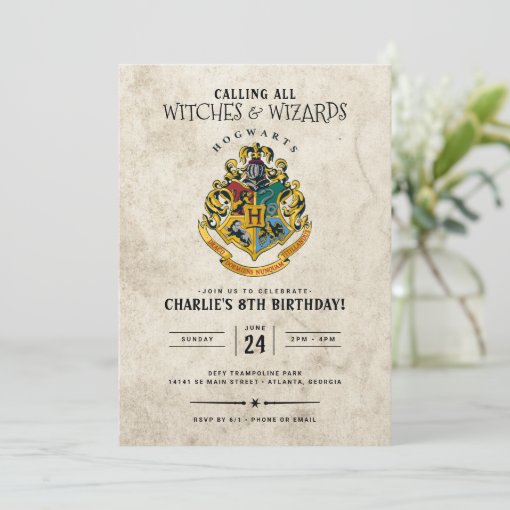 Harry Potter Hogwarts Crest Birthday Invitation | Zazzle