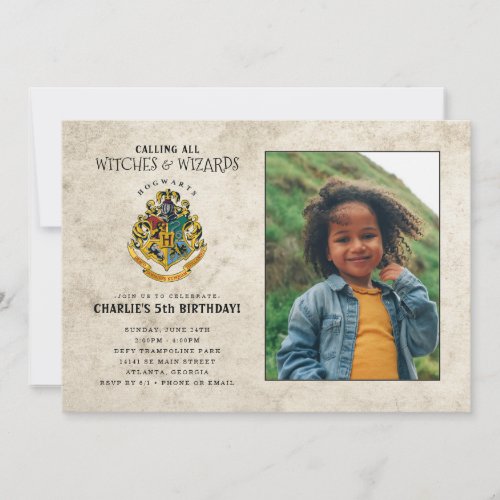 Harry Potter Hogwarts Crest Birthday _ Photo Invitation