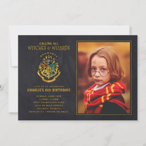 Harry Potter Hogwarts Crest Birthday _ Photo Invitation