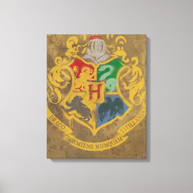 Harry Potter | Hogwarts Crest - Black and White Canvas Print (Front)