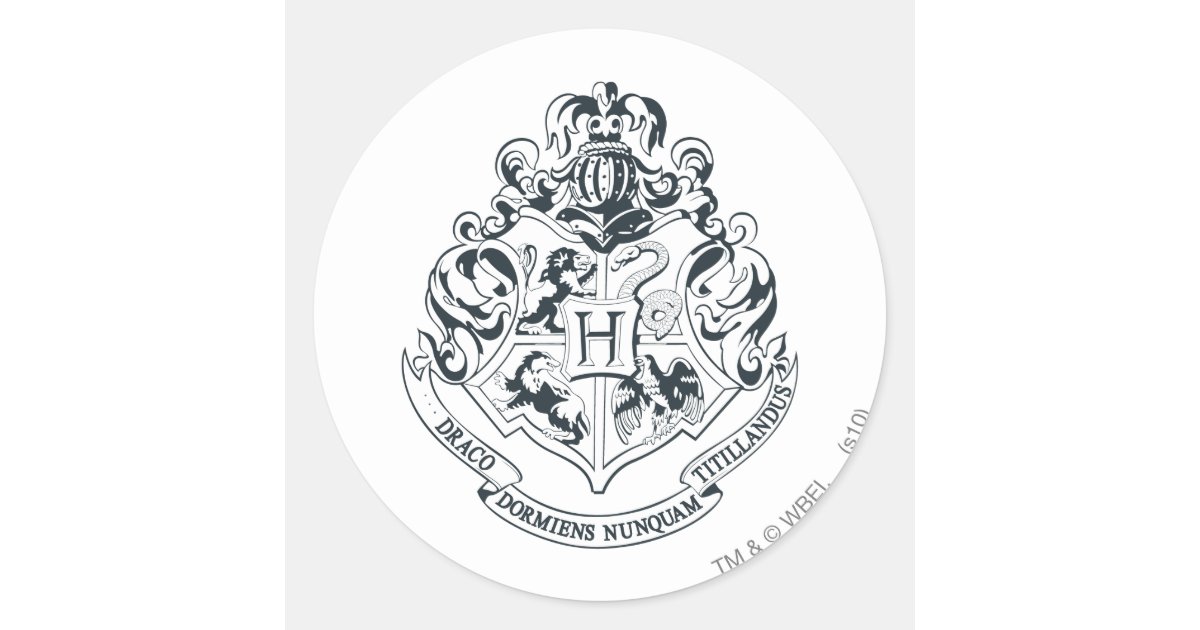 Harry Potter | Hogwarts Crest - Black and White Classic Round Sticker