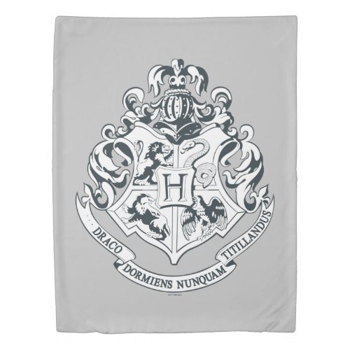 Harry Potter  Hogwarts Crest _ Black and White Duvet Cover