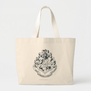 Harry Potter Hogwarts Crest - Black and White Large Tote Bag
