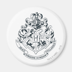 Harry Potter Hogwarts Crest - Black and White Magnet