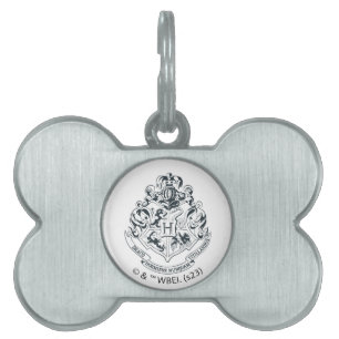 Harry Potter Hogwarts Crest - Black and White Pet ID Tag