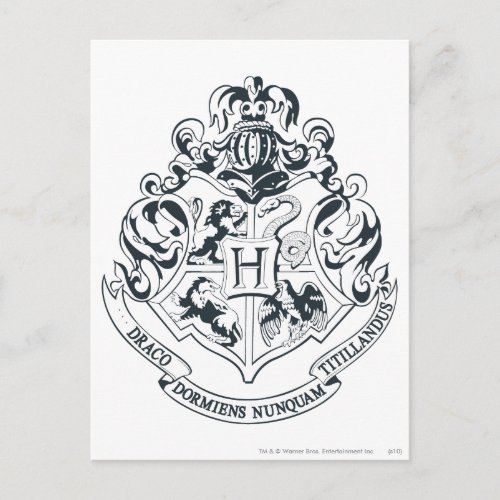 Harry Potter  Hogwarts Crest _ Black and White Postcard