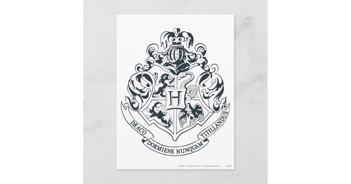 Harry Potter | Hogwarts Crest - Black and White Postcard | Zazzle