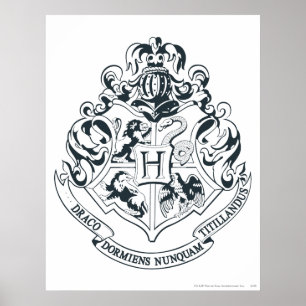 Harry Potter Hogwarts Crest - Black and White Poster