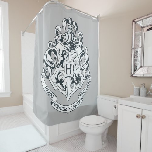 Harry Potter  Hogwarts Crest _ Black and White Shower Curtain