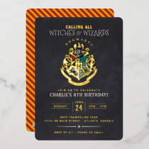 Harry Potter Hogwarts Crest Chalkboard Birthday Foil Invitation