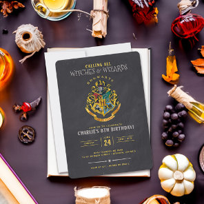 Harry Potter Hogwarts Crest Chalkboard Birthday Invitation