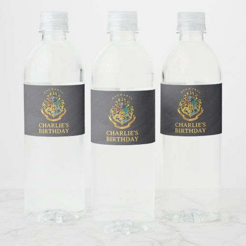 Harry Potter  Hogwarts Crest Chalkboard Birthday Water Bottle Label