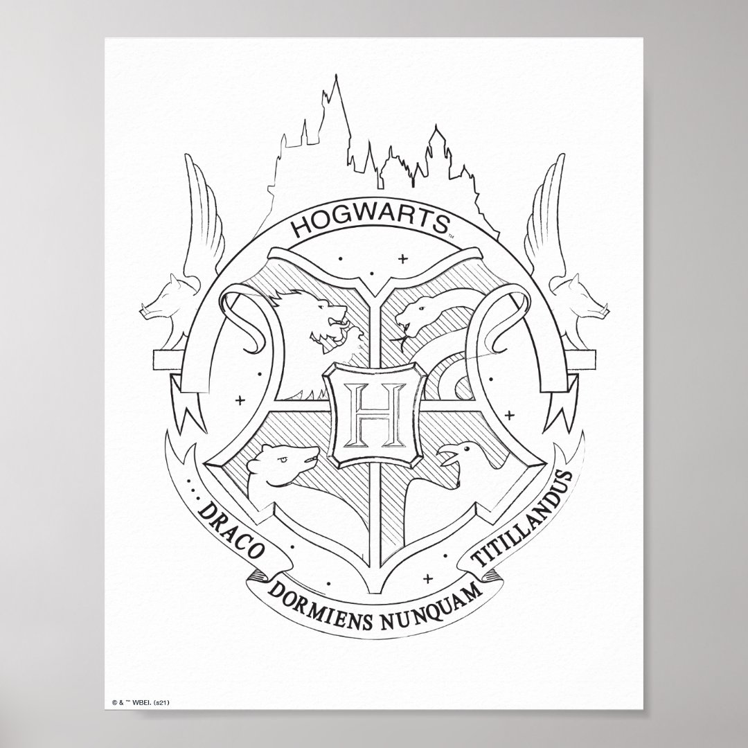 Harry Potter™ Hogwarts™ Crest Coloring Poster Zazzle