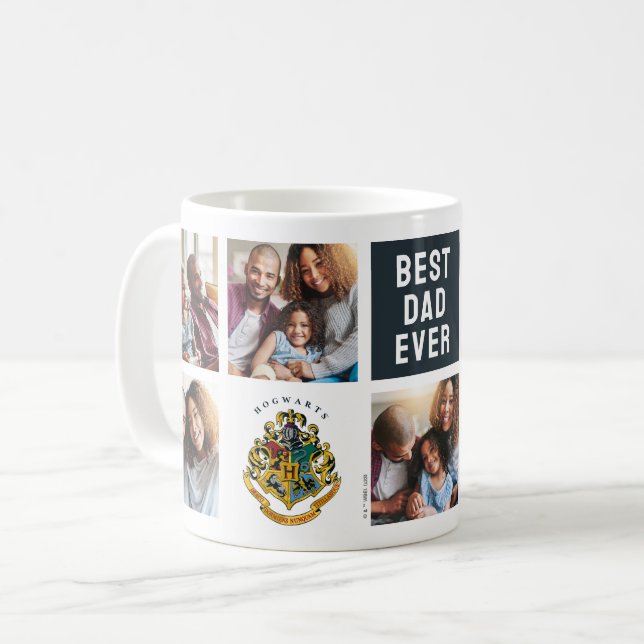 Harry Potter | Hogwarts Crest - Dad Photo Collage Coffee Mug (Front Left)