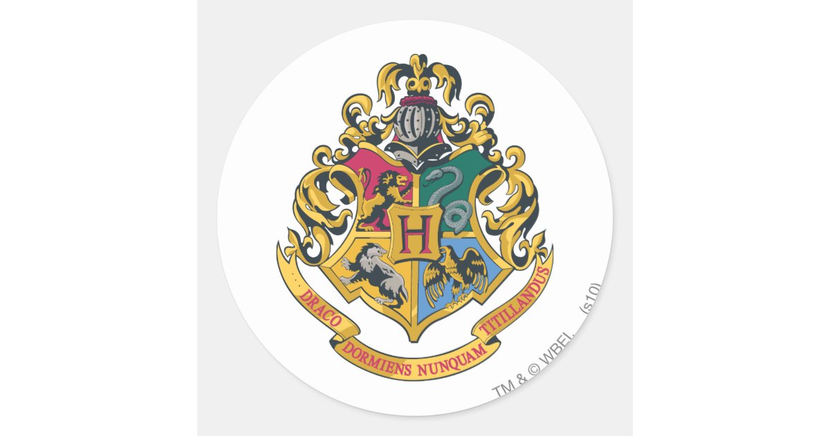 harry potter hogwarts crest full color classic round sticker