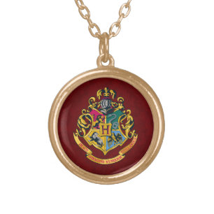 Harry Potter   Hogwarts Crest - Full Gold Plated Necklace