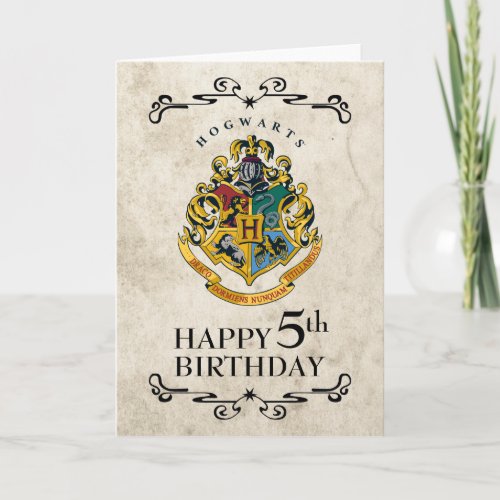 Harry Potter Hogwarts Crest Happy 5th Birthday Card