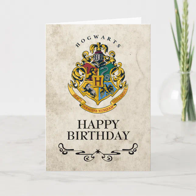 Harry Potter Hogwarts Crest Happy Birthday Card | Zazzle