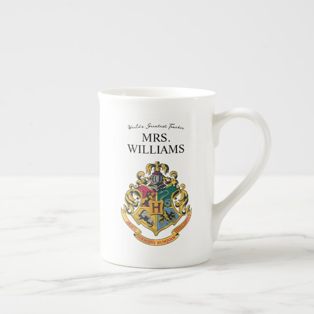 Harry Potter | Hogwarts Crest Teacher Personalize Bone China Mug (Right)
