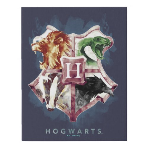 Harry Potter  HOGWARTS Crest Watercolor Faux Canvas Print