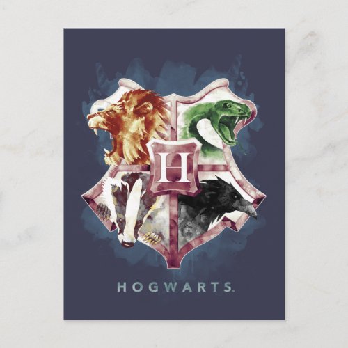 Harry Potter  HOGWARTS Crest Watercolor Postcard
