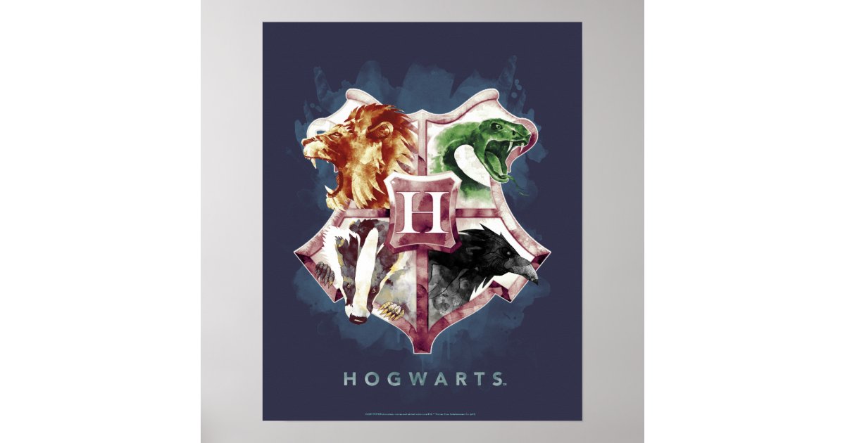 Harry Potter Poster - Hogwarts Watercolor Crests, Harry Potter Poster