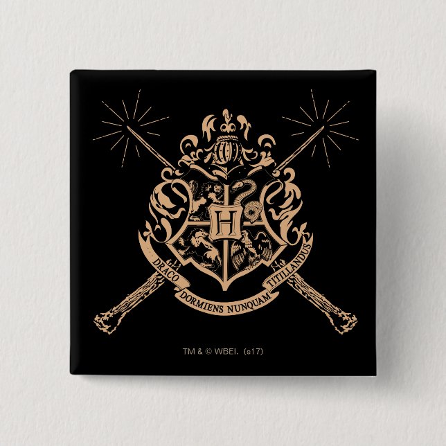 Harry Potter | Hogwarts Crossed Wands Crest Button (Front)
