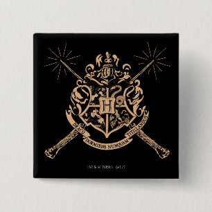 Harry Potter   Hogwarts Crossed Wands Crest Button