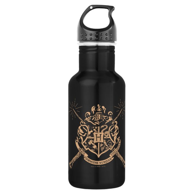 Harry Potter | Hogwarts Crossed Wands Crest Stainless Steel Water Bottle (Front)