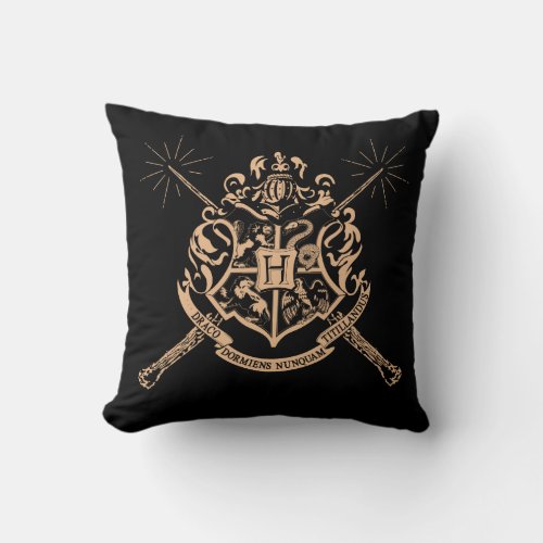 Harry Potter  Hogwarts Crossed Wands Crest Throw Pillow