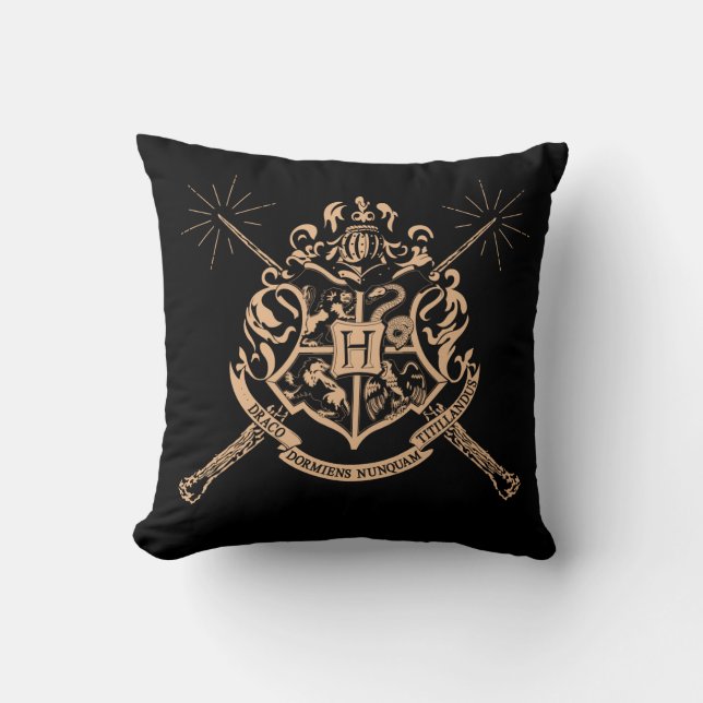 Harry Potter | Hogwarts Crossed Wands Crest Throw Pillow (Front)