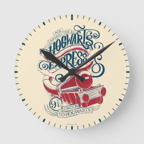 Harry Potter  Hogwarts Express Typography Round Clock