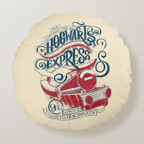 Harry Potter  Hogwarts Express Typography Round Pillow