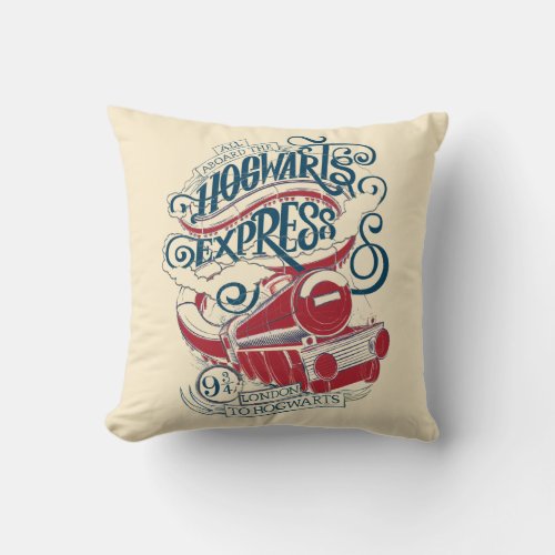 Harry Potter  Hogwarts Express Typography Throw Pillow
