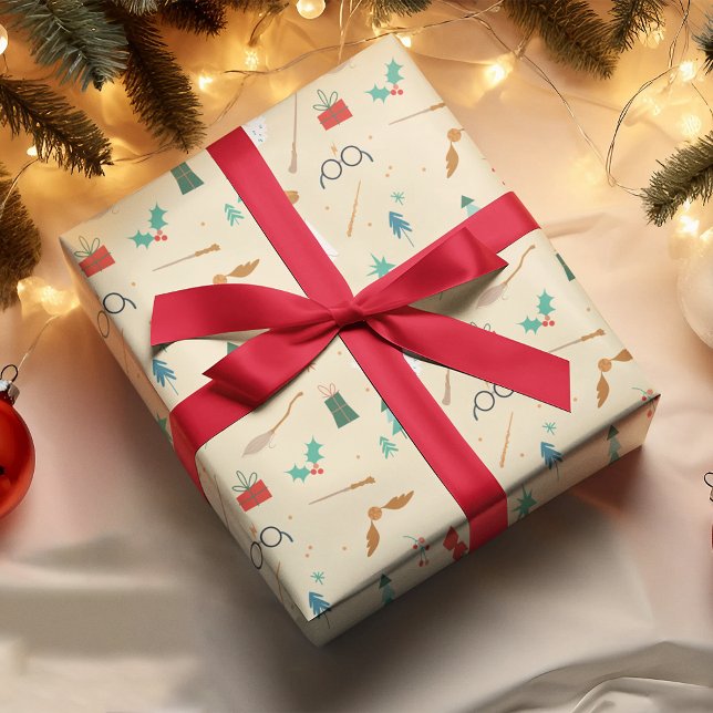 Harry Potter | Holiday Icon Pattern Wrapping Paper (Wrapping paper on gift)