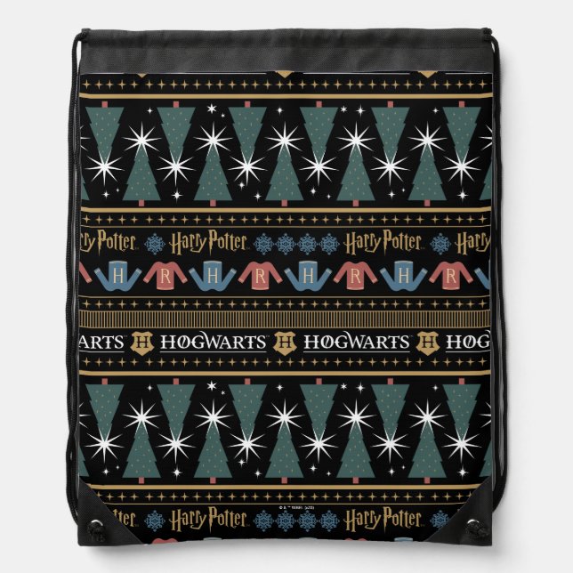 HARRY POTTER™ Holiday Sweater Pattern Drawstring Bag (Front)