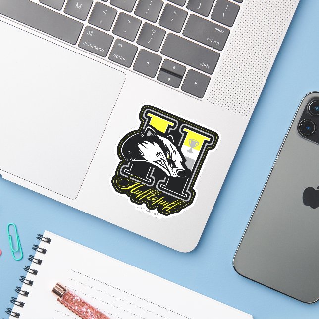 HARRY POTTER™ | HUFFLEPUFF™ Athletic Badge Sticker (Laptop w/ iPhone)