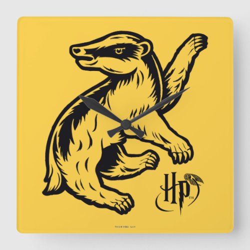 Harry Potter  Hufflepuff Badger Icon Square Wall Clock